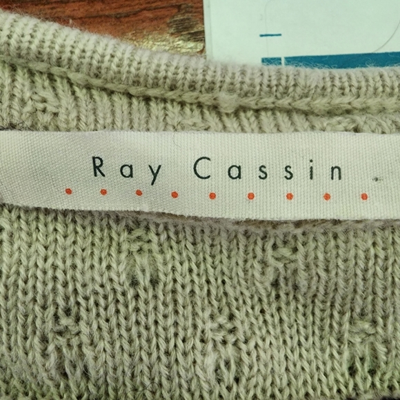 Ray Cassin Button Up Cardigan Beige Sweater Size F see photos for measurements. - Picture 5 of 8
